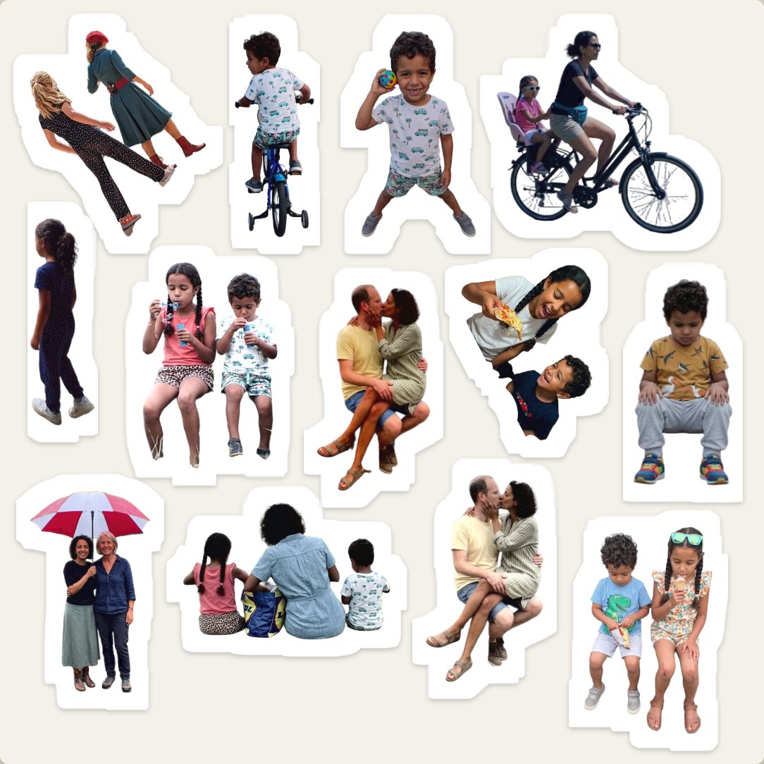 Stickervel met de familie uitgeknipt, van de Alpenroute
